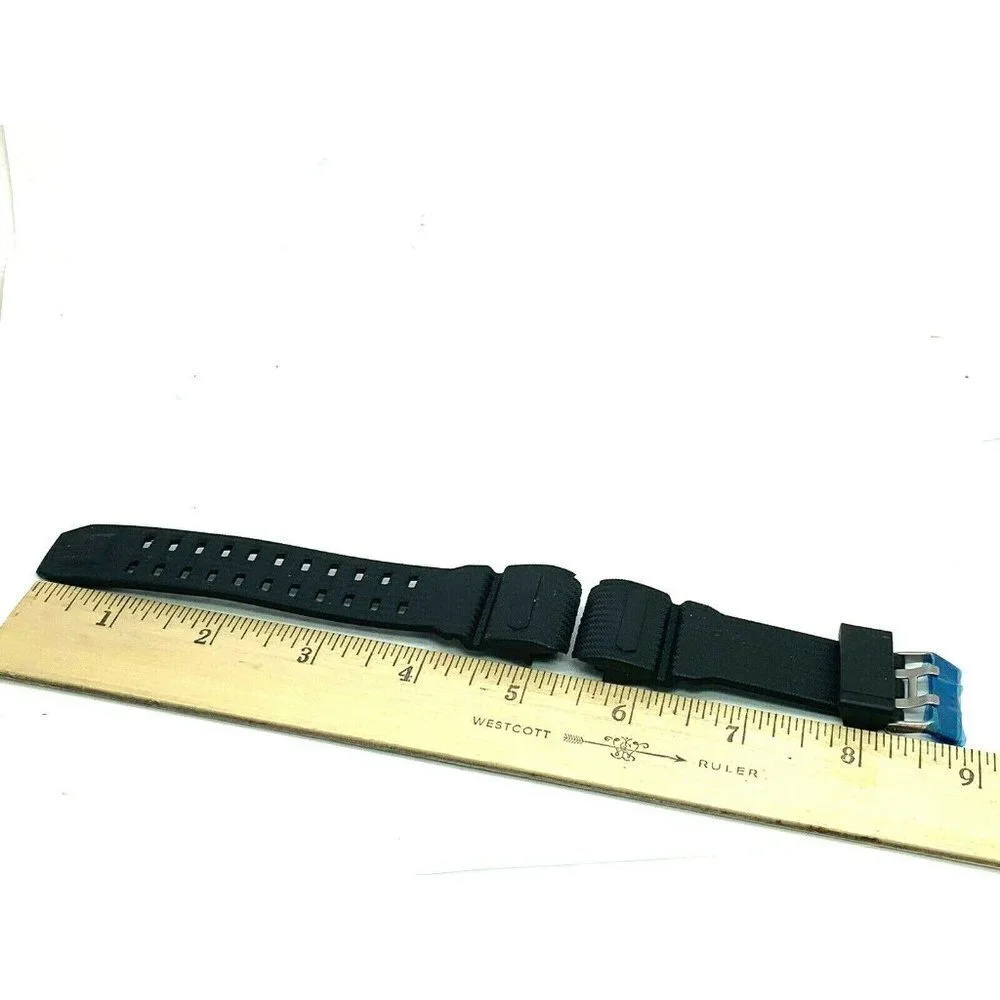 Men's Watch Band Replacement Black Rubber Strap 16/28mm Lug Silver Buckle